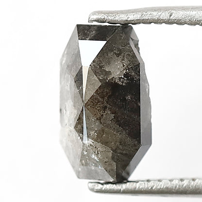 1.92 CT Geometric cut Loose Natural Diamond, 8.80 mm Gray Black Salt and Pepper Diamond For Pendant