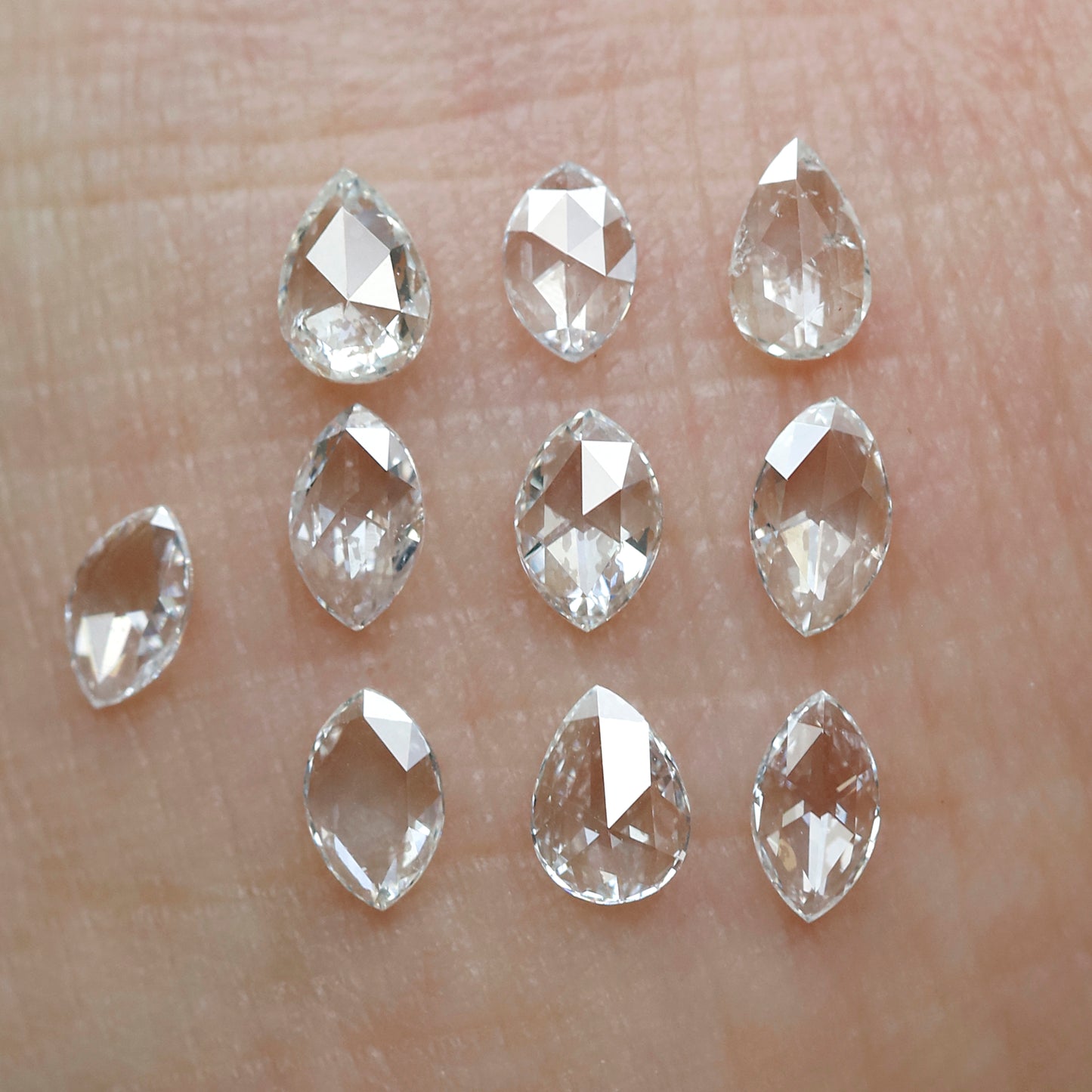 1.22 Ct Total Pear Marquise Mix Diamonds, Rose Cut FG VS-SI Natural Loose Diamonds for Jewelry Making