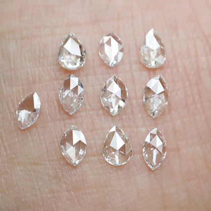 1.22 Ct Total Pear Marquise Mix Diamonds, Rose Cut FG VS-SI Natural Loose Diamonds for Jewelry Making