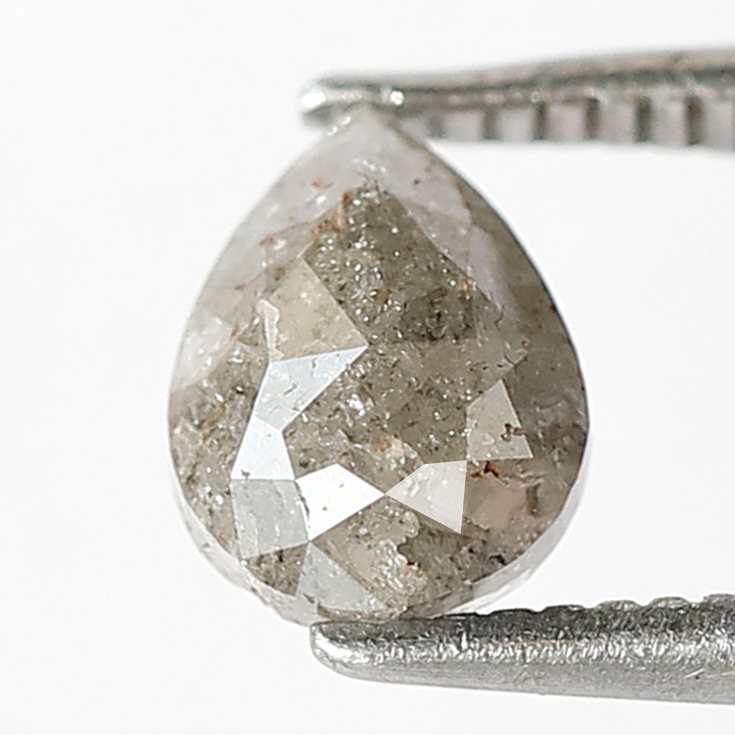 0.87 CT Conflict Free Pear Shape Loose Diamond, Natural Grayish Salt and Pepper Diamond For Women Ring