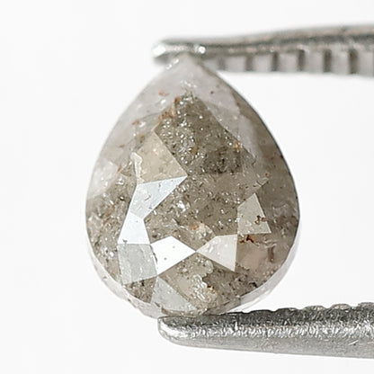 0.87 CT Conflict Free Pear Shape Loose Diamond, Natural Grayish Salt and Pepper Diamond For Women Ring