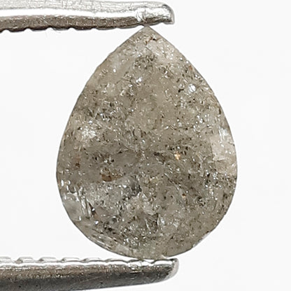 0.87 CT Conflict Free Pear Shape Loose Diamond, Natural Grayish Salt and Pepper Diamond For Women Ring