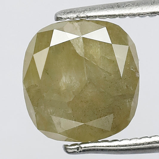 2.42 CT Cushion Shape Yellowish Green Loose Salt and Pepper Diamond For Making Unique Proposal Ring