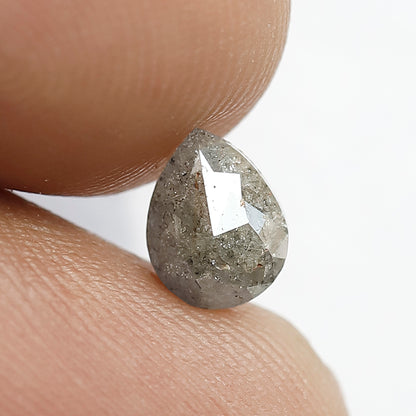 0.87 CT Conflict Free Pear Shape Loose Diamond, Natural Grayish Salt and Pepper Diamond For Women Ring