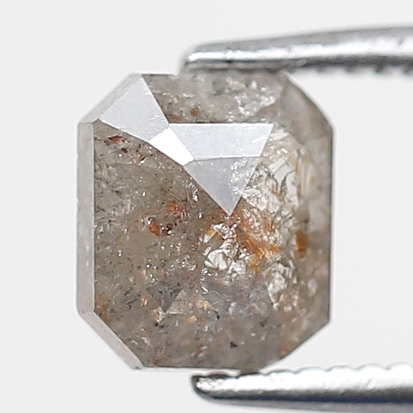 1 Ct 6 MM Emerald Shape Salt and Pepper Diamond Natural Loose Diamond Rustic Grey Color Rustic Diamond