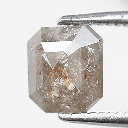 1 Ct 6 MM Emerald Shape Salt and Pepper Diamond Natural Loose Diamond Rustic Grey Color Rustic Diamond