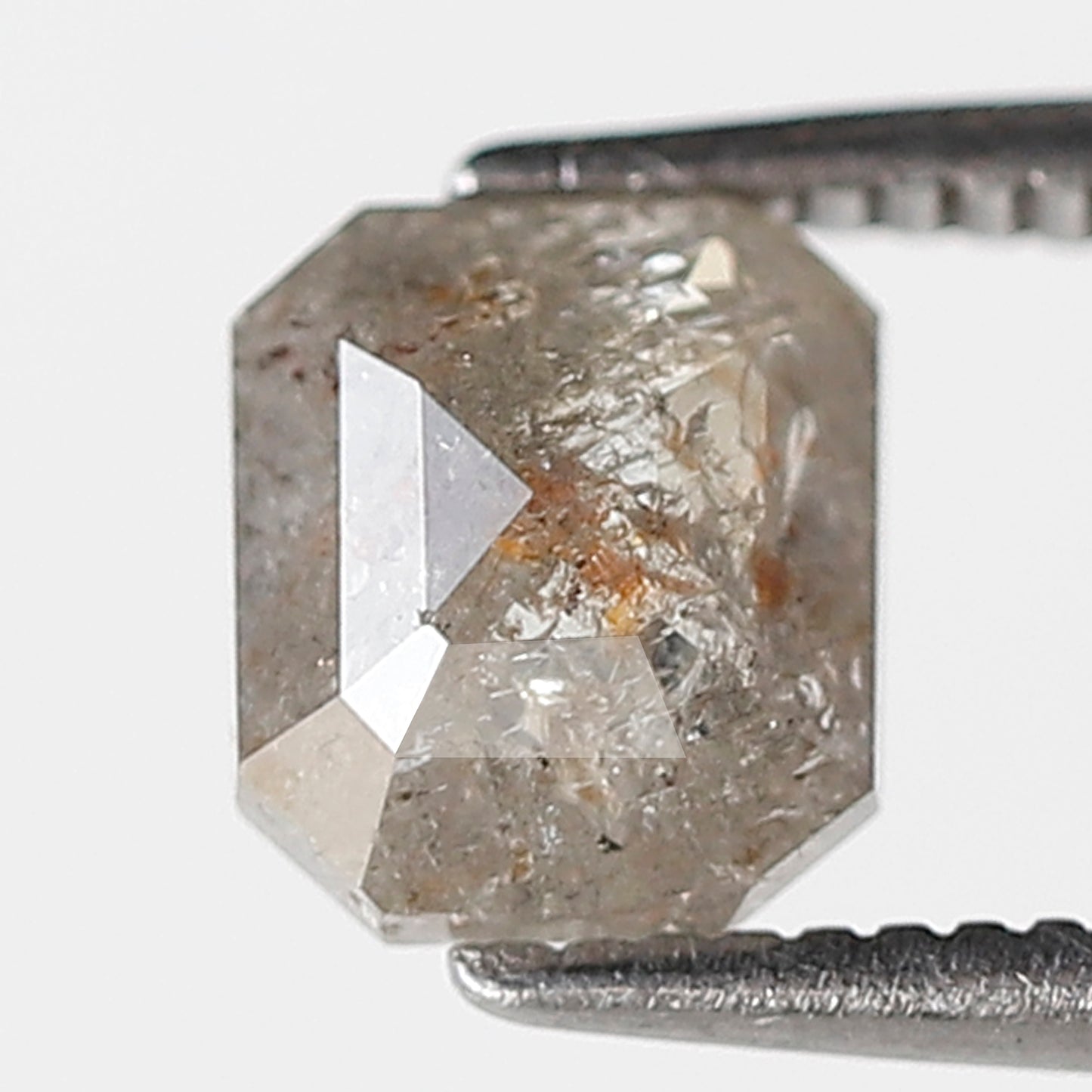 1 Ct 6 MM Emerald Shape Salt and Pepper Diamond Natural Loose Diamond Rustic Grey Color Rustic Diamond