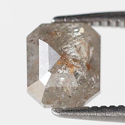 1 Ct 6 MM Emerald Shape Salt and Pepper Diamond Natural Loose Diamond Rustic Grey Color Rustic Diamond