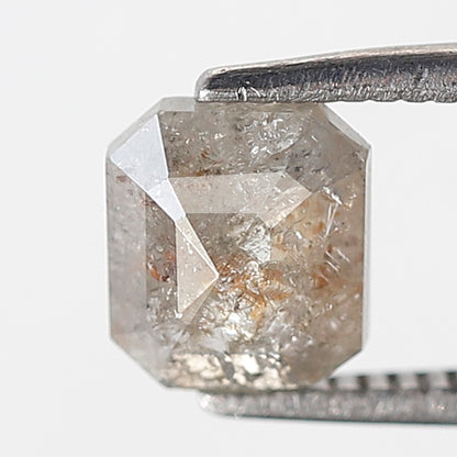 1 Ct 6 MM Emerald Shape Salt and Pepper Diamond Natural Loose Diamond Rustic Grey Color Rustic Diamond