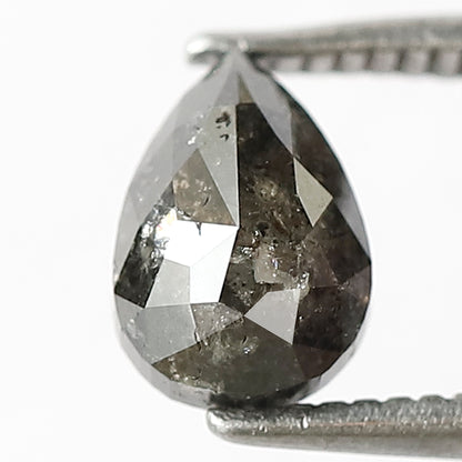 1.24 CT Pear Shape Salt and Pepper Diamond, 7.10 x 5.00 mm Gray Black Loose Earth Mined Diamond