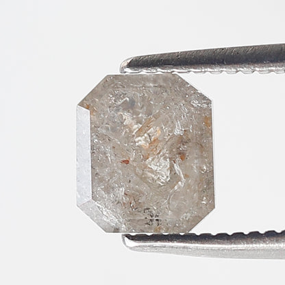 1 Ct 6 MM Emerald Shape Salt and Pepper Diamond Natural Loose Diamond Rustic Grey Color Rustic Diamond