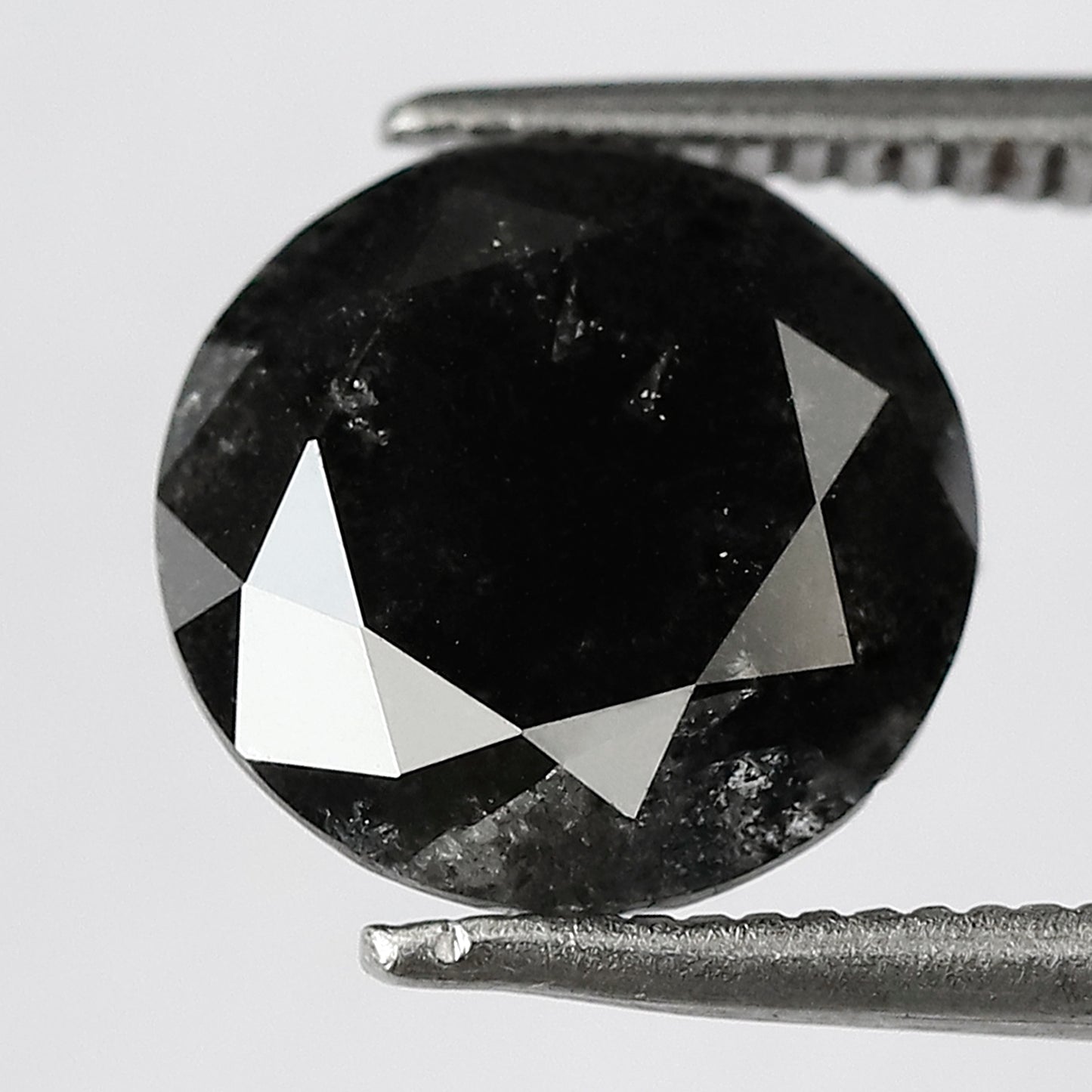 4.08 CT Large Round Brilliant Cut Salt and Pepper Diamond, Natural Earth Mined Loose Diamond, 9.40 x 9.40 mm