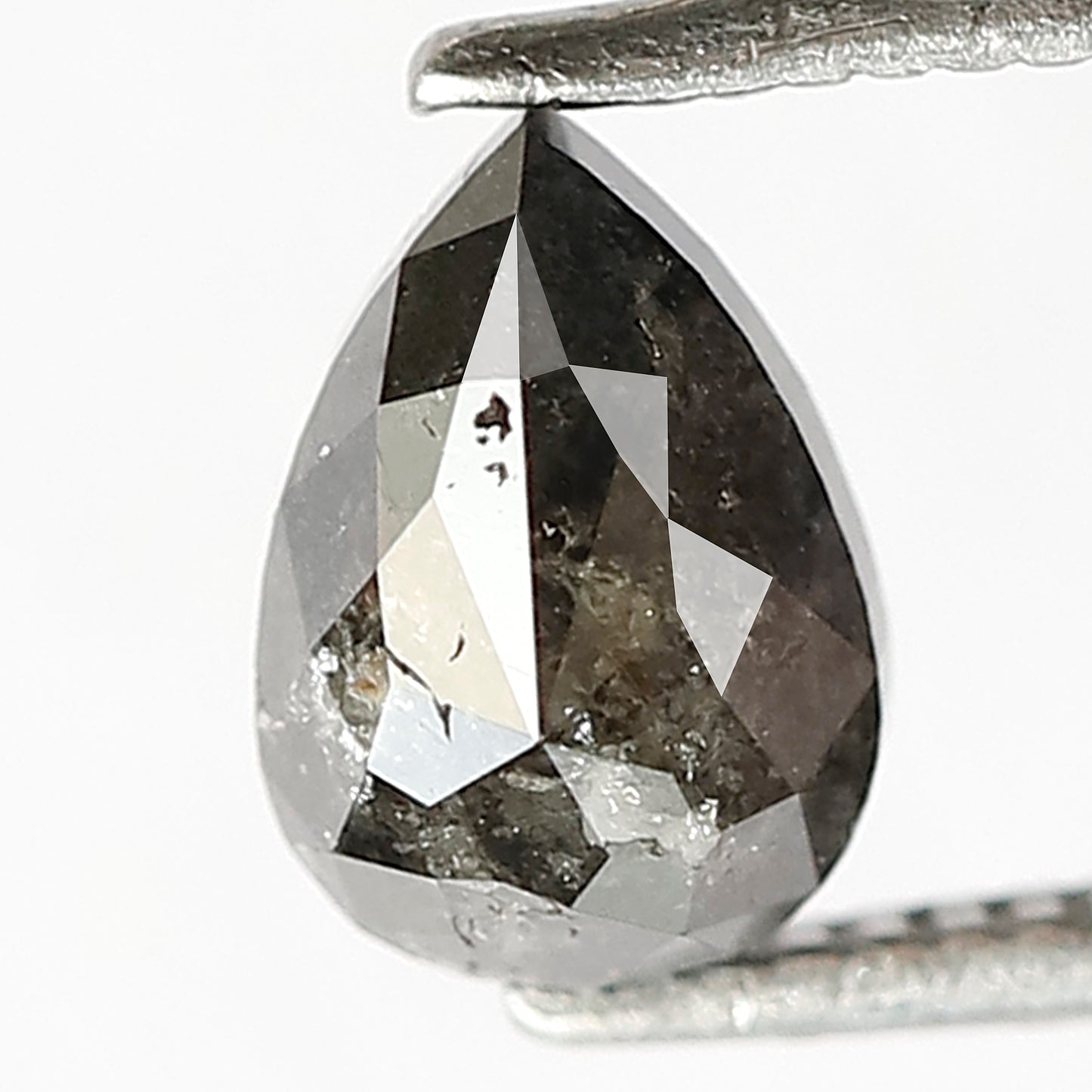 1.24 CT Pear Shape Salt and Pepper Diamond, 7.10 x 5.00 mm Gray Black Loose Earth Mined Diamond