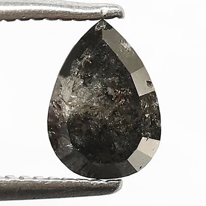 1.24 CT Pear Shape Salt and Pepper Diamond, 7.10 x 5.00 mm Gray Black Loose Earth Mined Diamond