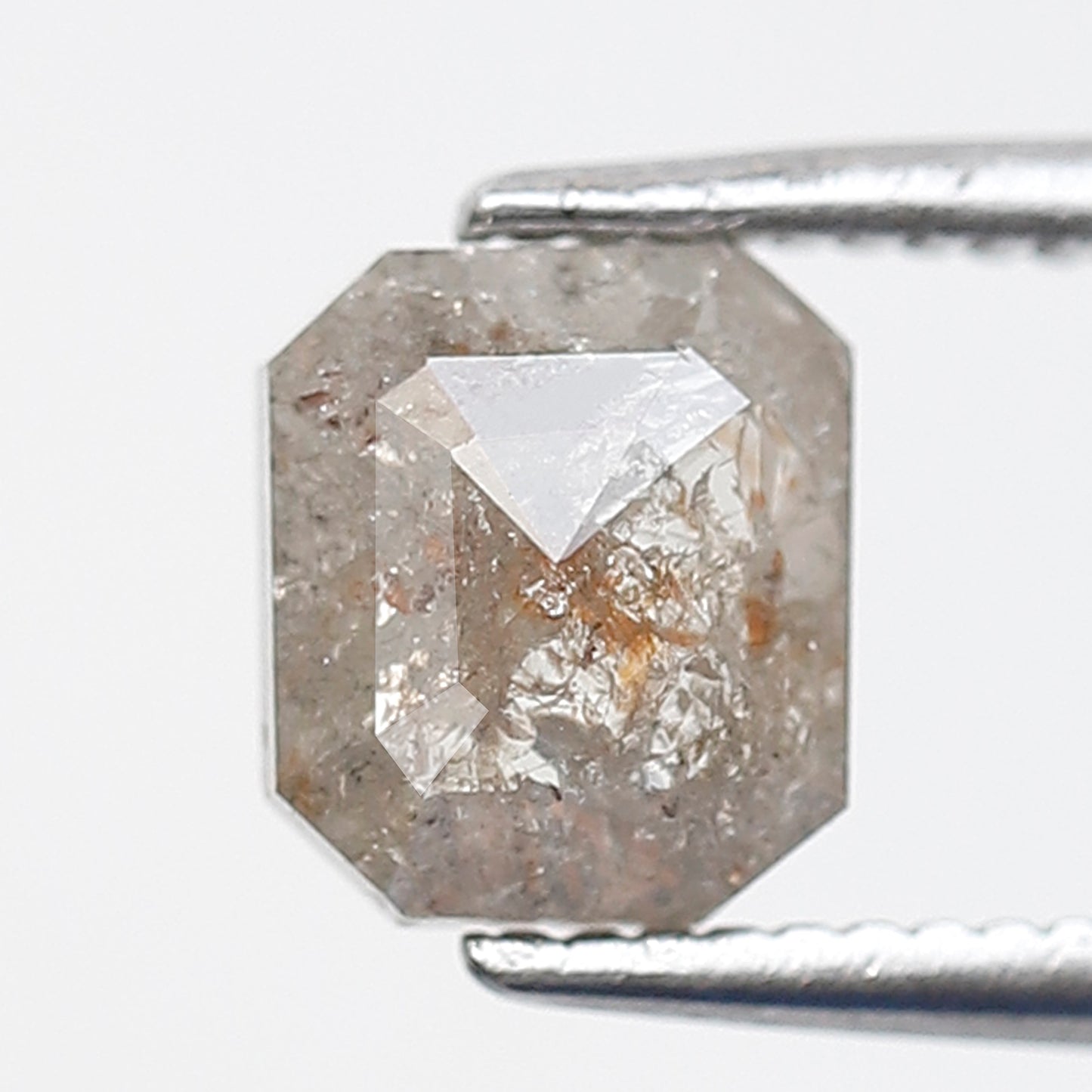 1 Ct 6 MM Emerald Shape Salt and Pepper Diamond Natural Loose Diamond Rustic Grey Color Rustic Diamond