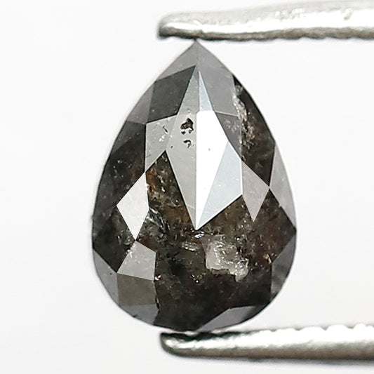 1.24 CT Pear Shape Salt and Pepper Diamond, 7.10 x 5.00 mm Gray Black Loose Earth Mined Diamond