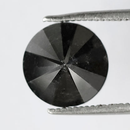 4.08 CT Large Round Brilliant Cut Salt and Pepper Diamond, Natural Earth Mined Loose Diamond, 9.40 x 9.40 mm