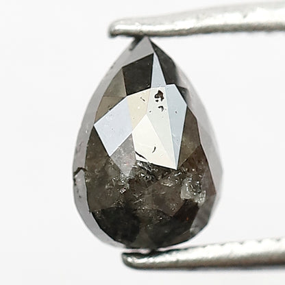 1.24 CT Pear Shape Salt and Pepper Diamond, 7.10 x 5.00 mm Gray Black Loose Earth Mined Diamond