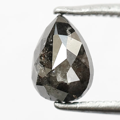 1.24 CT Pear Shape Salt and Pepper Diamond, 7.10 x 5.00 mm Gray Black Loose Earth Mined Diamond