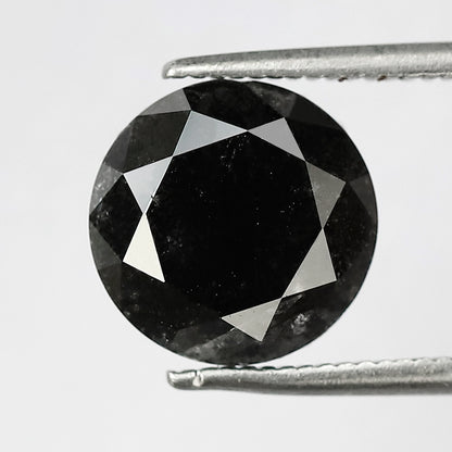 4.08 CT Large Round Brilliant Cut Salt and Pepper Diamond, Natural Earth Mined Loose Diamond, 9.40 x 9.40 mm