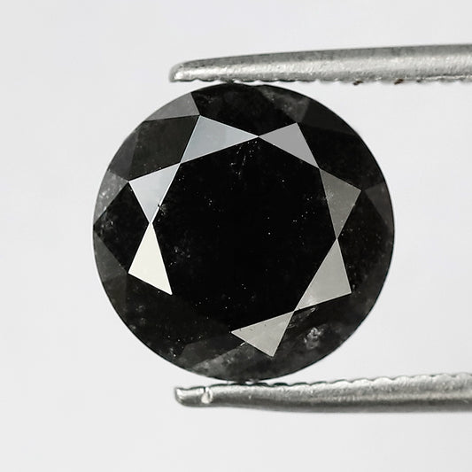 4.08 CT Large Round Brilliant Cut Salt and Pepper Diamond, Natural Earth Mined Loose Diamond, 9.40 x 9.40 mm