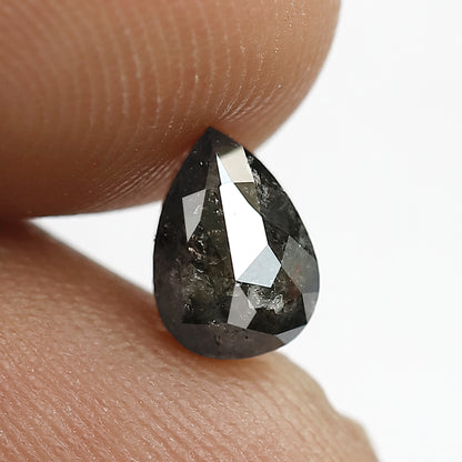 1.24 CT Pear Shape Salt and Pepper Diamond, 7.10 x 5.00 mm Gray Black Loose Earth Mined Diamond