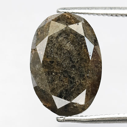 6.02 CT Large Oval Shape Loose Ethical Diamond, 13.40 mm Natural Greenish Gray Salt and Pepper Diamond