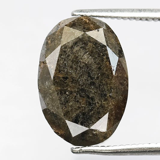 6.02 CT Large Oval Shape Loose Ethical Diamond, 13.40 mm Natural Greenish Gray Salt and Pepper Diamond