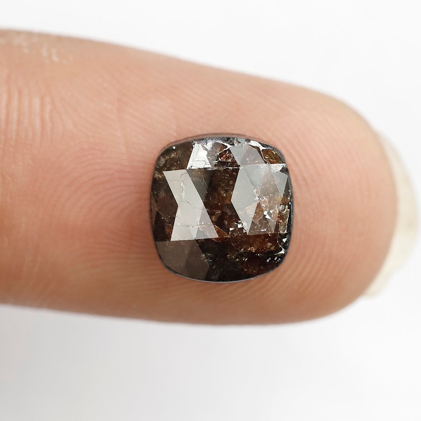 2.50 Ct 8 MM Natural Diamond Square Shape Brown color Loose Diamond Rustic diamond