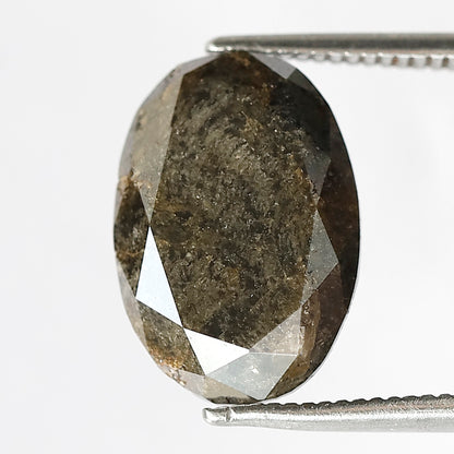 6.02 CT Large Oval Shape Loose Ethical Diamond, 13.40 mm Natural Greenish Gray Salt and Pepper Diamond