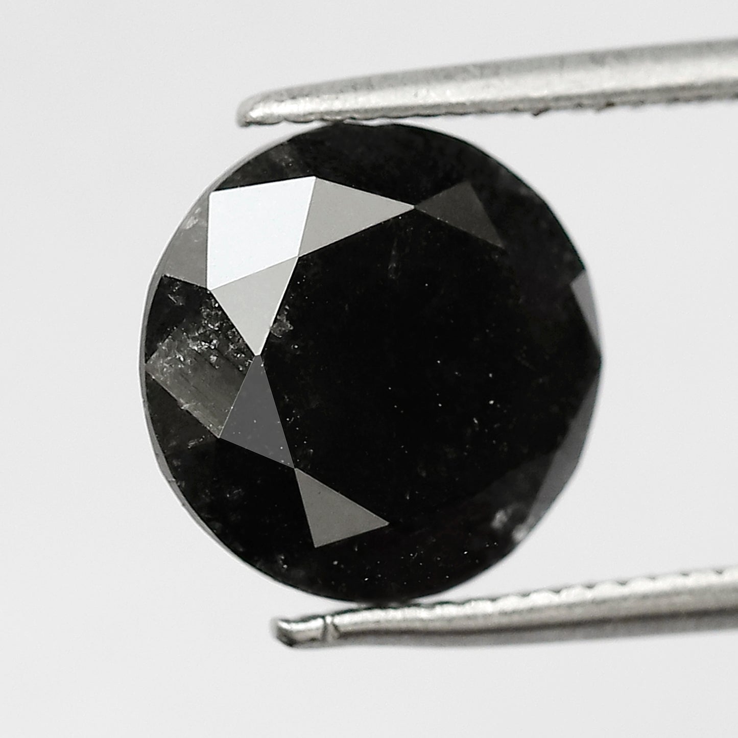 4.08 CT Large Round Brilliant Cut Salt and Pepper Diamond, Natural Earth Mined Loose Diamond, 9.40 x 9.40 mm