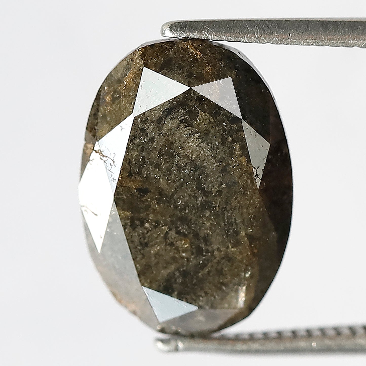 6.02 CT Large Oval Shape Loose Ethical Diamond, 13.40 mm Natural Greenish Gray Salt and Pepper Diamond