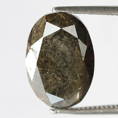 6.02 CT Large Oval Shape Loose Ethical Diamond, 13.40 mm Natural Greenish Gray Salt and Pepper Diamond