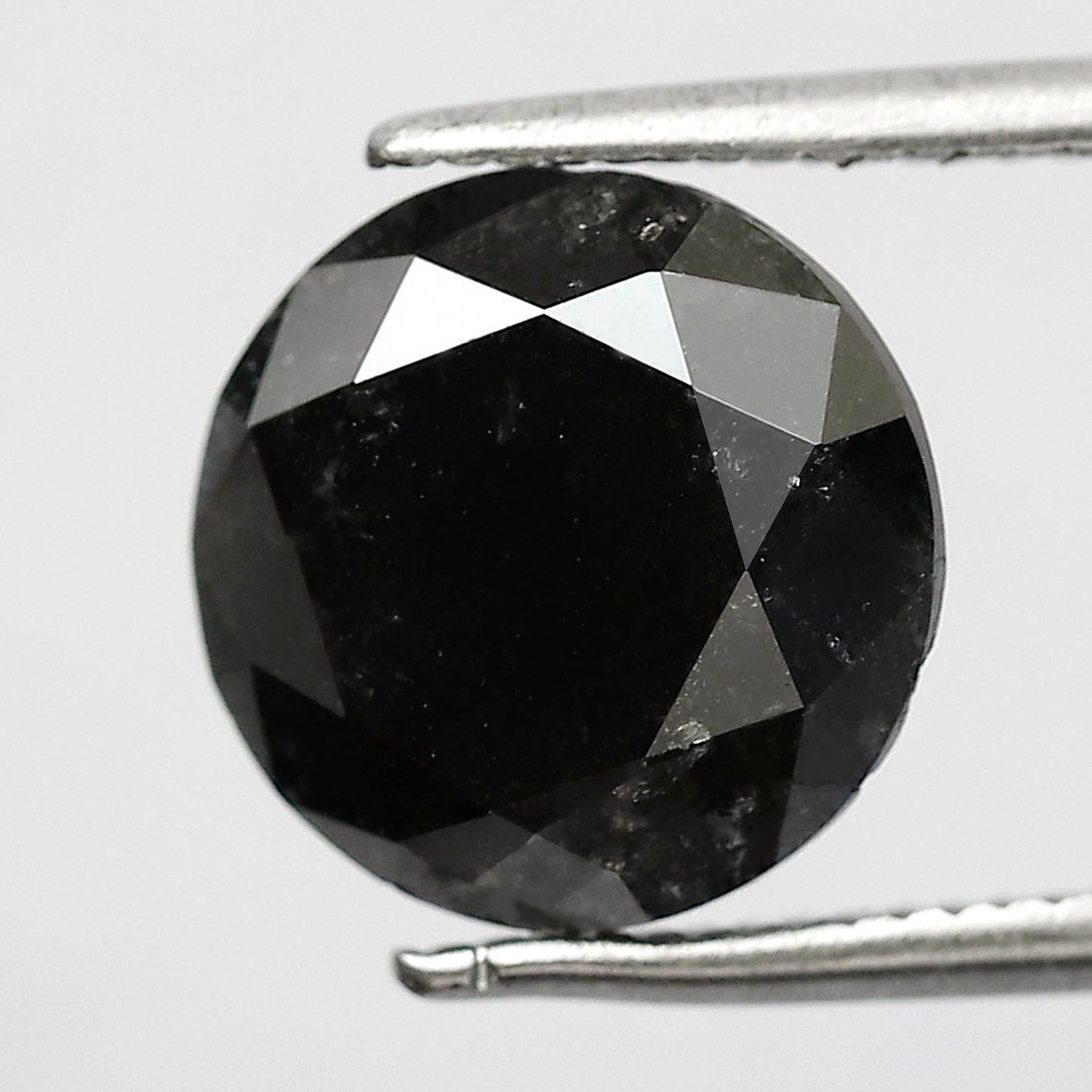 4.08 CT Large Round Brilliant Cut Salt and Pepper Diamond, Natural Earth Mined Loose Diamond, 9.40 x 9.40 mm