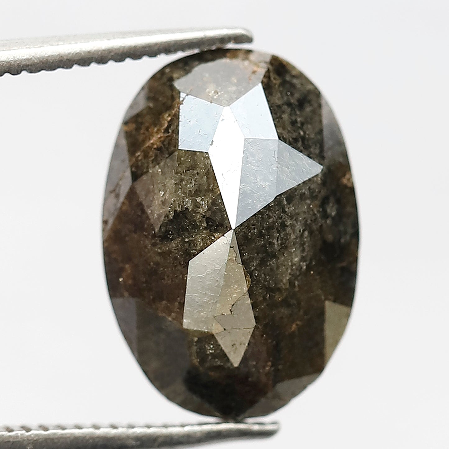 6.02 CT Large Oval Shape Loose Ethical Diamond, 13.40 mm Natural Greenish Gray Salt and Pepper Diamond