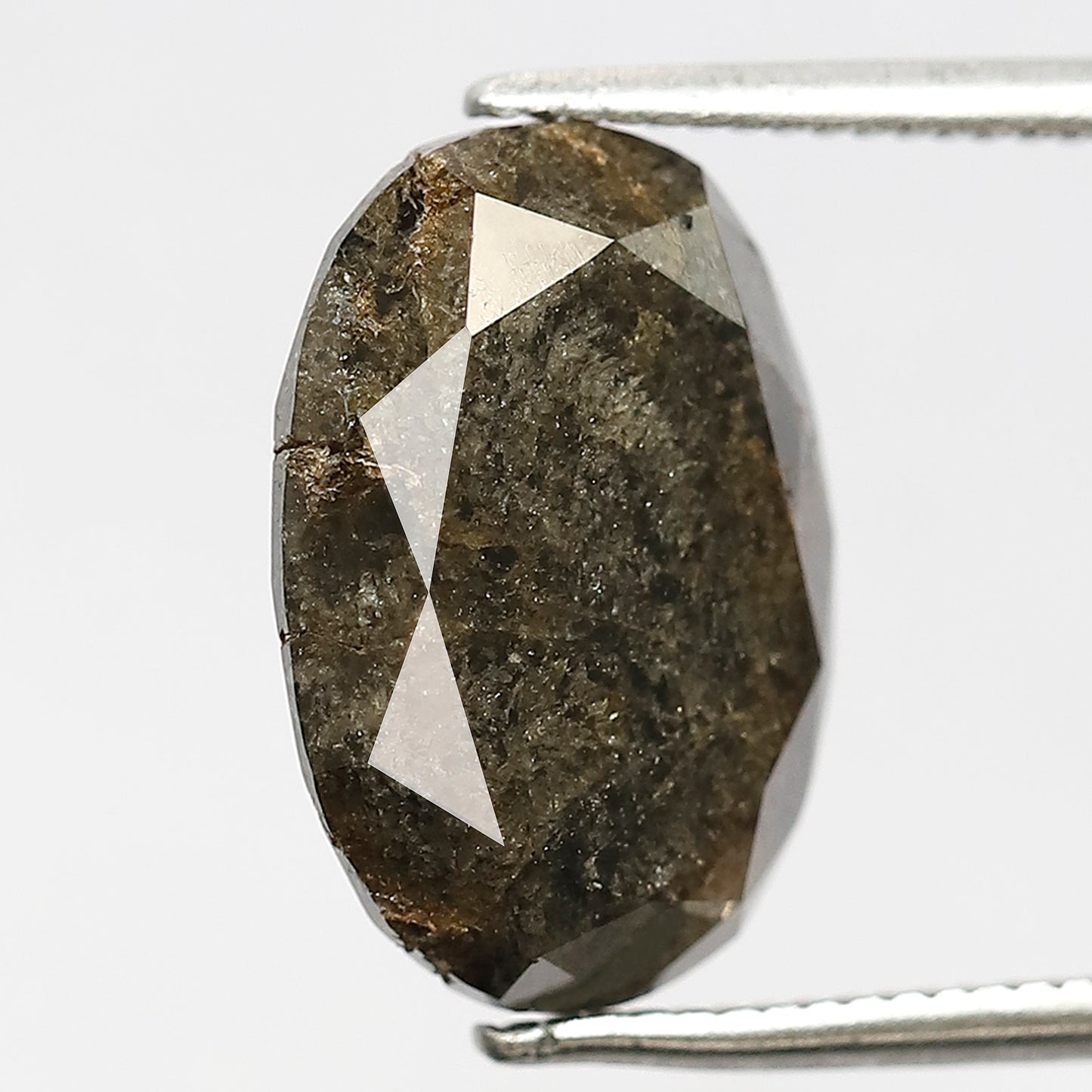 6.02 CT Large Oval Shape Loose Ethical Diamond, 13.40 mm Natural Greenish Gray Salt and Pepper Diamond