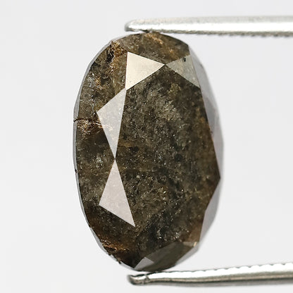 6.02 CT Large Oval Shape Loose Ethical Diamond, 13.40 mm Natural Greenish Gray Salt and Pepper Diamond