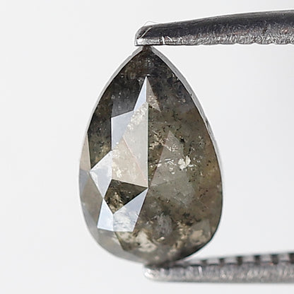 0.90 Ct 8 MM Pear Shape Salt and Pepper Diamond Rustic Green Color Natural Loose Diamond Rustic Diamond