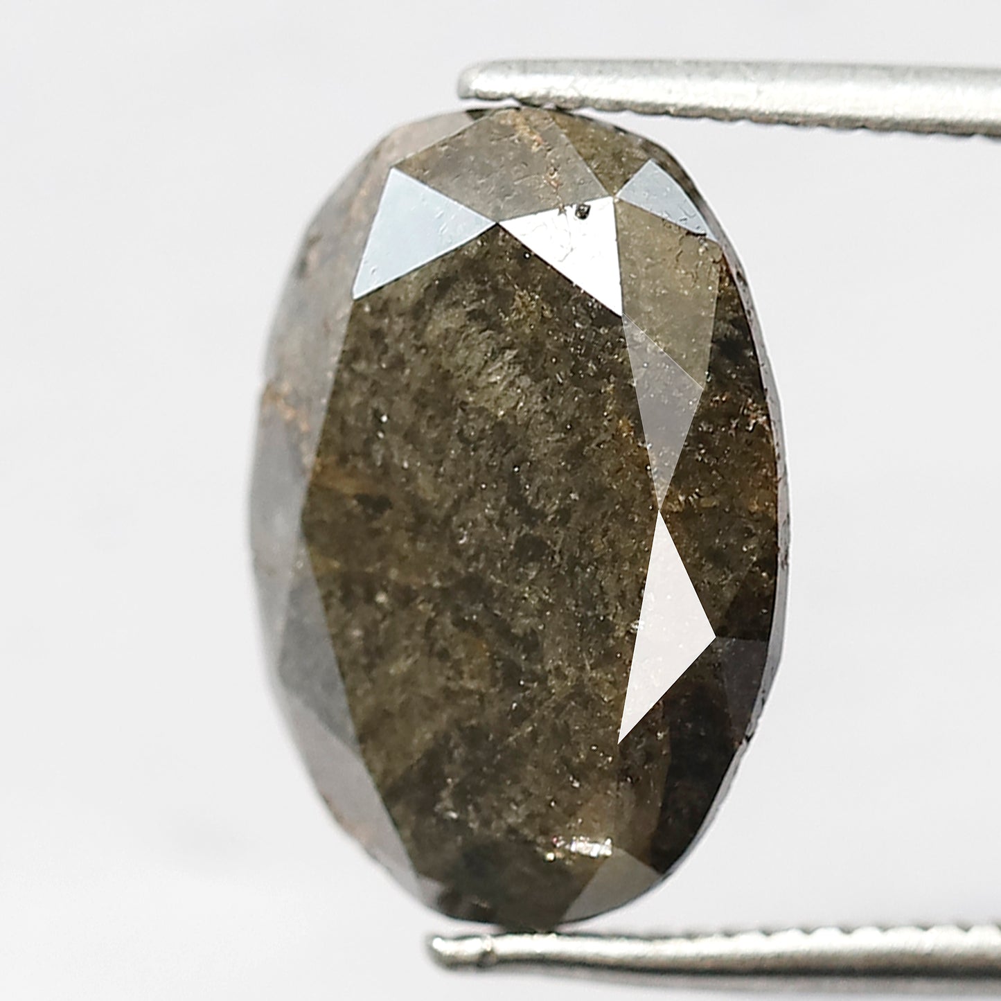 6.02 CT Large Oval Shape Loose Ethical Diamond, 13.40 mm Natural Greenish Gray Salt and Pepper Diamond