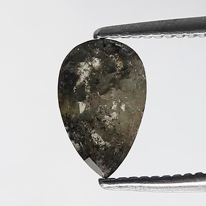 0.90 Ct 8 MM Pear Shape Salt and Pepper Diamond Rustic Green Color Natural Loose Diamond Rustic Diamond
