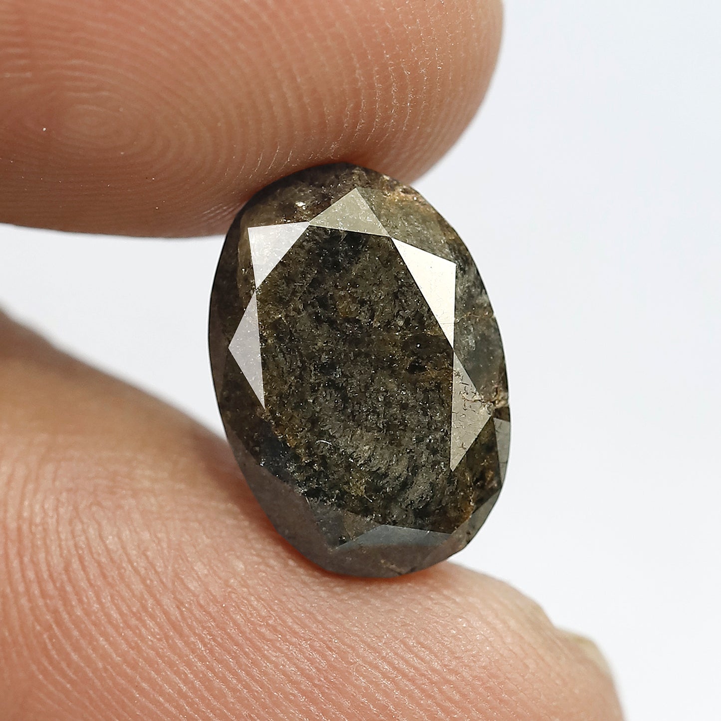6.02 CT Large Oval Shape Loose Ethical Diamond, 13.40 mm Natural Greenish Gray Salt and Pepper Diamond