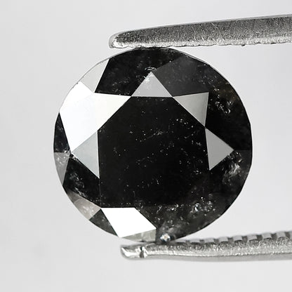 2.15 CT Round Brilliant cut Loose Diamond, Natural Salt and Pepper Earth Mined Diamond, 8.70 mm Stone for Engagement Ring