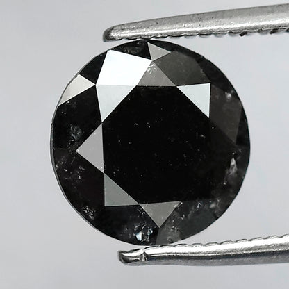 2.15 CT Round Brilliant cut Loose Diamond, Natural Salt and Pepper Earth Mined Diamond, 8.70 mm Stone for Engagement Ring