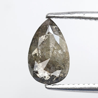 0.90 Ct 8 MM Pear Shape Salt and Pepper Diamond Rustic Green Color Natural Loose Diamond Rustic Diamond