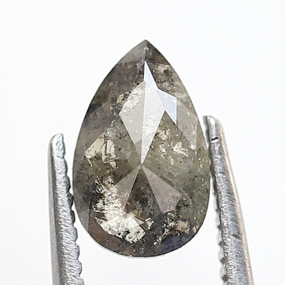 0.90 Ct 8 MM Pear Shape Salt and Pepper Diamond Rustic Green Color Natural Loose Diamond Rustic Diamond
