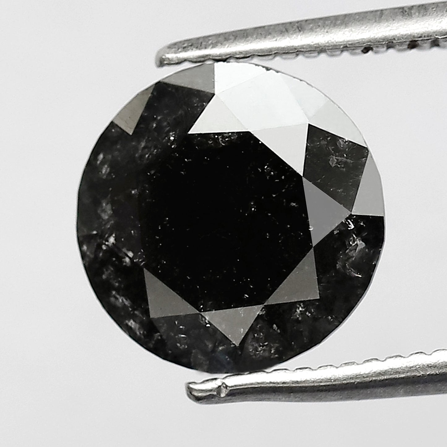2.15 CT Round Brilliant cut Loose Diamond, Natural Salt and Pepper Earth Mined Diamond, 8.70 mm Stone for Engagement Ring