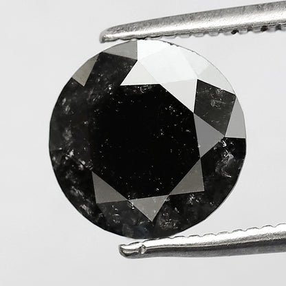2.15 CT Round Brilliant cut Loose Diamond, Natural Salt and Pepper Earth Mined Diamond, 8.70 mm Stone for Engagement Ring