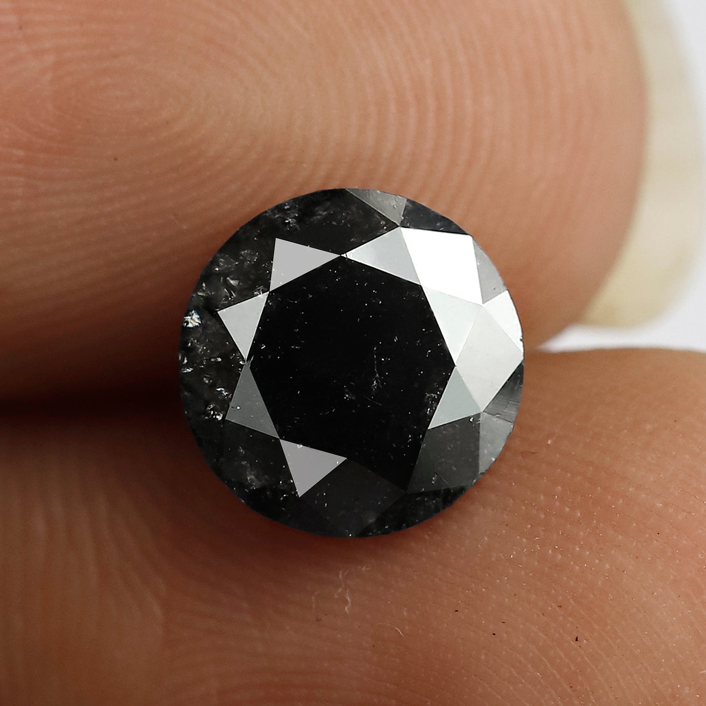 2.15 CT Round Brilliant cut Loose Diamond, Natural Salt and Pepper Earth Mined Diamond, 8.70 mm Stone for Engagement Ring