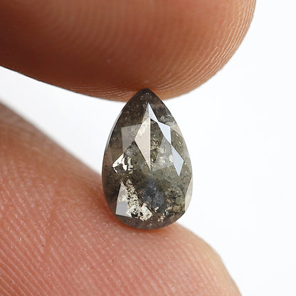 0.90 Ct 8 MM Pear Shape Salt and Pepper Diamond Rustic Green Color Natural Loose Diamond Rustic Diamond
