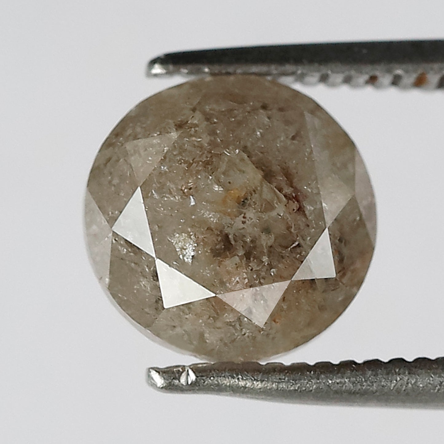 Natural 2.38 CT Round Brilliant cut Salt and Pepper Diamond, 7.60 x 7.60 mm Loose Rustic Diamond for Custom Engagement Ring